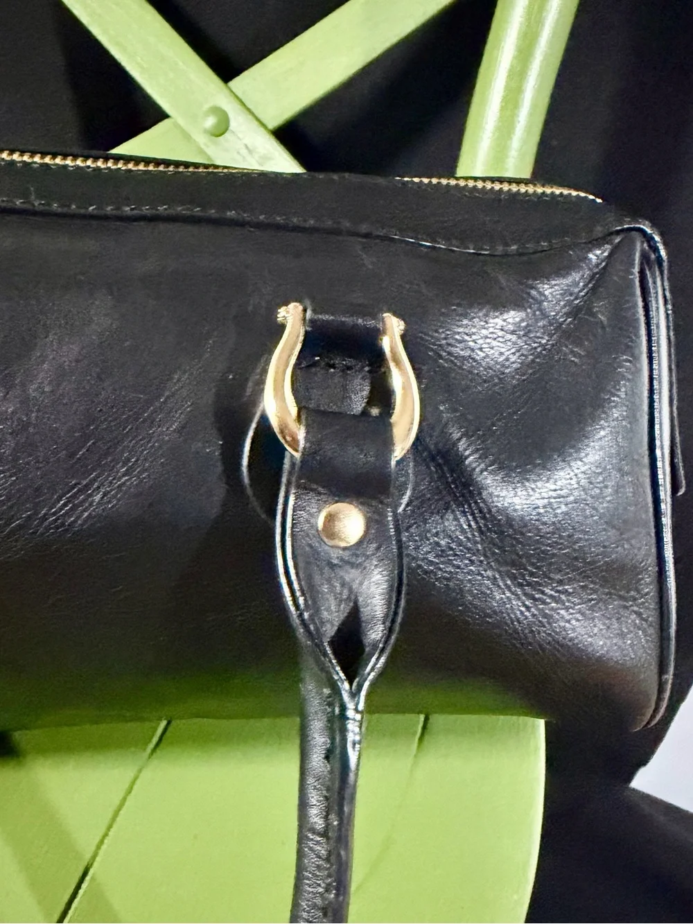 Kate Spade Black Leather East West Barrel Satchel Y2K